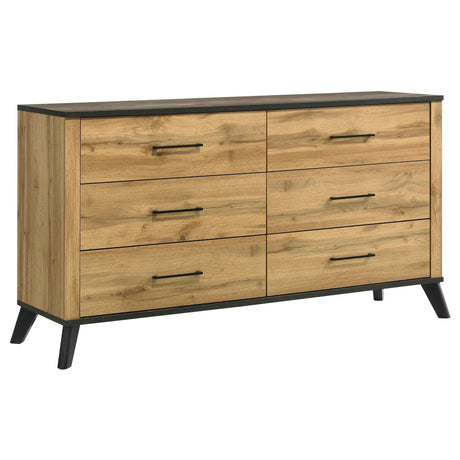 Kaywood 6-drawer dresser cabinet natural pine front view