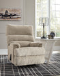 Front view of Man Fort Dusk chenille recliner