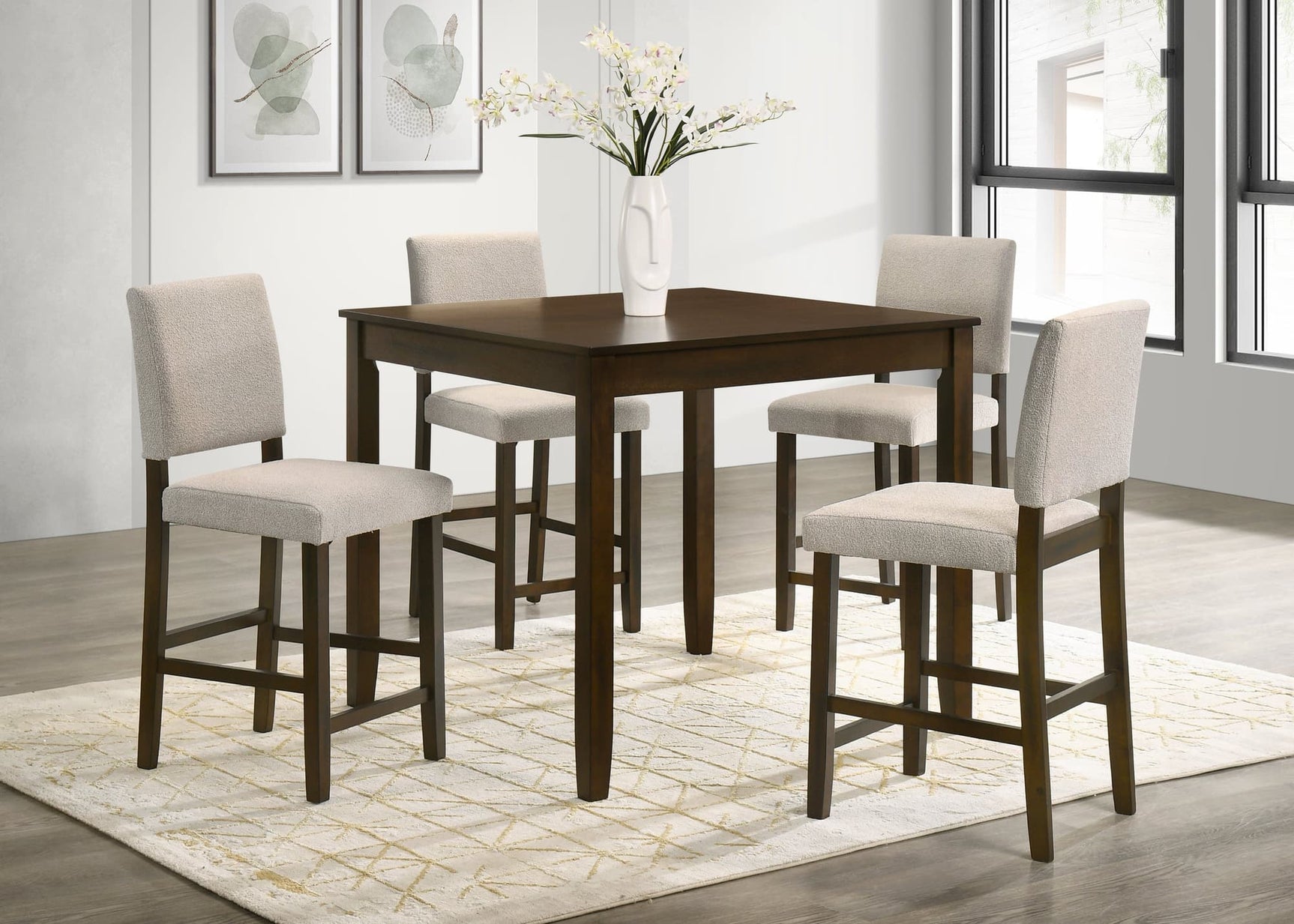 Winner Brown pub table set with 4 chairs, main view