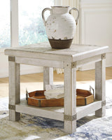 Carynhurst White Wash Gray End Table front view