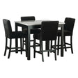 Front view of Dior Black Pub Table with 4 Black Cord Fabric Chairs
