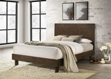 Glenwood queen platform panel bed warm brown front angle