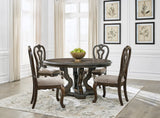 Dunkan Dark Cherry 60-inch square dining table with four chairs