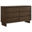 Glenwood 6-Drawer Dresser in Warm Brown, front angle