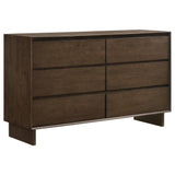 Glenwood 6-Drawer Dresser in Warm Brown, front angle
