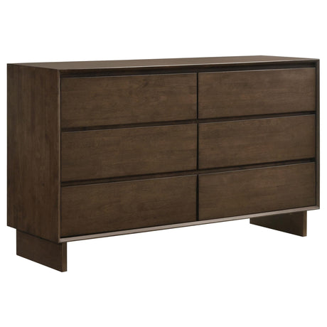 Glenwood 6-Drawer Dresser in Warm Brown, front angle