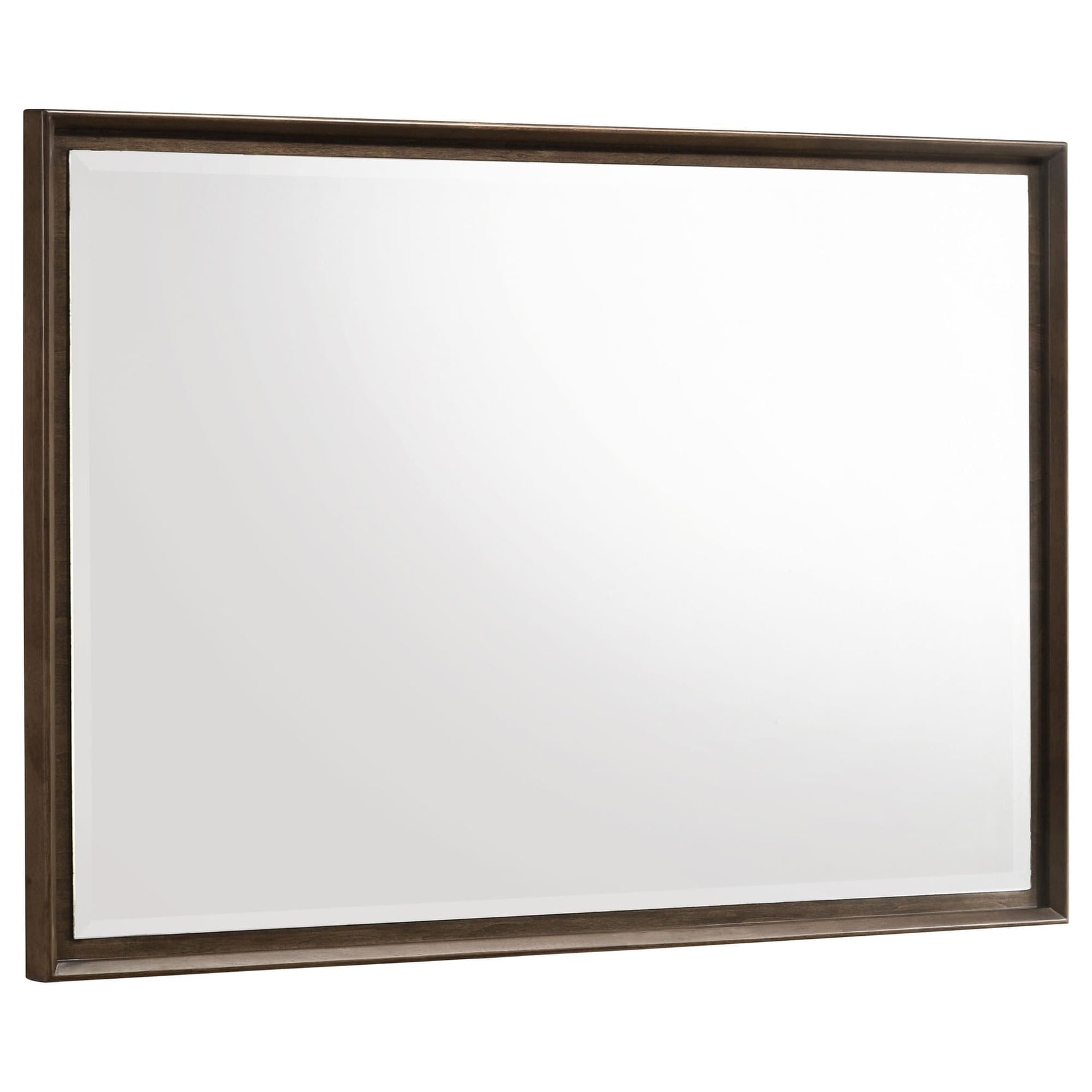Glenwood dresser mirror warm brown hardwood frame angled view