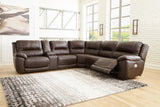 Dunleith Chocolate 6-Piece Power Reclining Sectional front angle