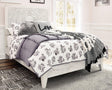 Paxberry Whitewash Full Panel Bed side view showing headboard and slatted rails