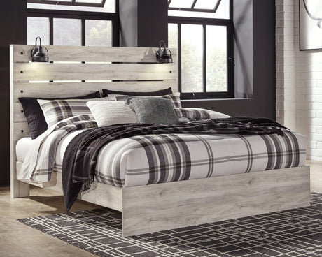Cambeck Whitewash King Panel Bed front view at Ella Furniture