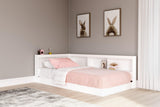 Piperton White Twin Bookcase Storage Bed front angle view