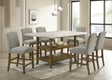 Lola gray genuine marble counter height dining table with six chairs in main view