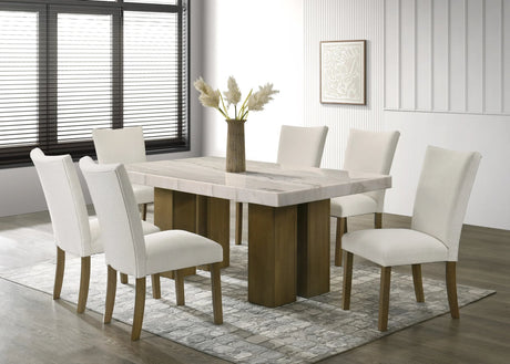Capri Genuine Marble Dining Table with 6 Chairs front view