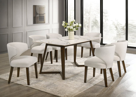 Cava White Dining Table with 6 Chairs set - front angle