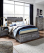 Baystorm Gray Full Panel Bed with Storage Drawers - front view