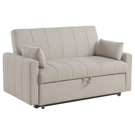 Portland Boucle Upholstered Sleeper Sofa Bed Latte front view