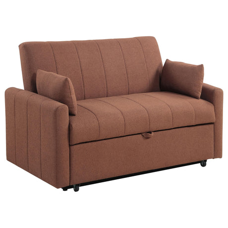 Portland Copper Boucle Upholstered Sleeper Sofa Bed front angle