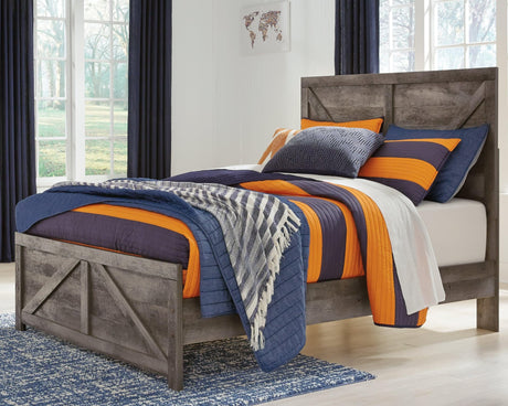 Wynnlow Gray Full Crossbuck Panel Bed front view