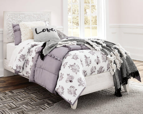 Paxberry Whitewash Twin Panel Bed front view