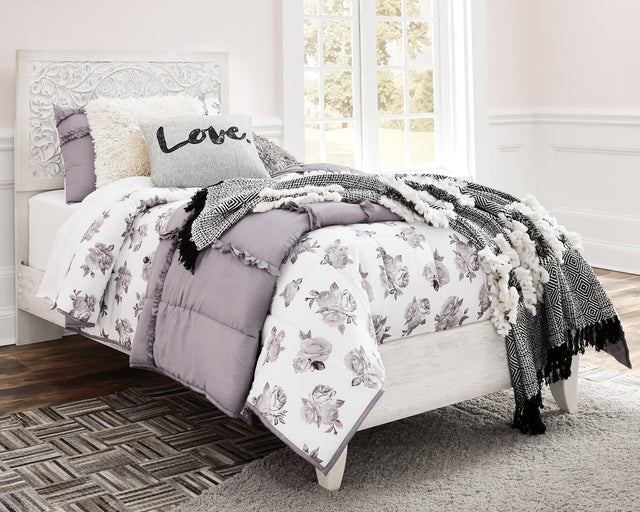 Paxberry Whitewash Twin Panel Bed front view