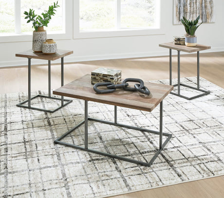 Tumar Light Brown and Black Occasional Table Set front view