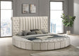 Sonya Upholstered Queen Round Storage Bed Ivory front view