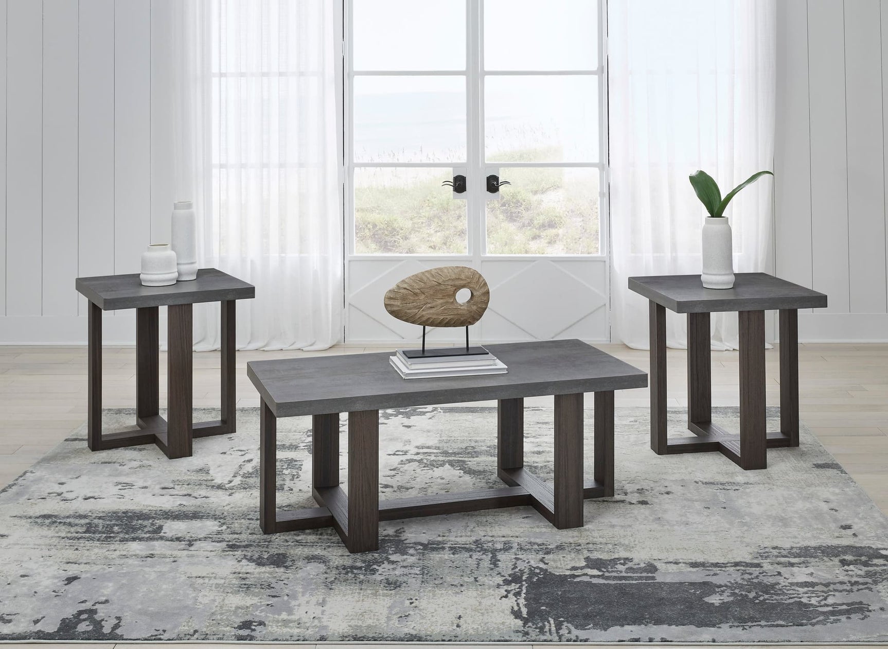 Talisman Gray and Brown Occasional Cocktail Table front view