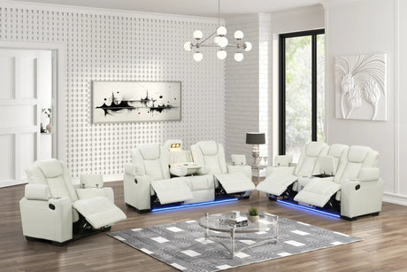 Stefano White 3-Piece Reclining Set front angle view