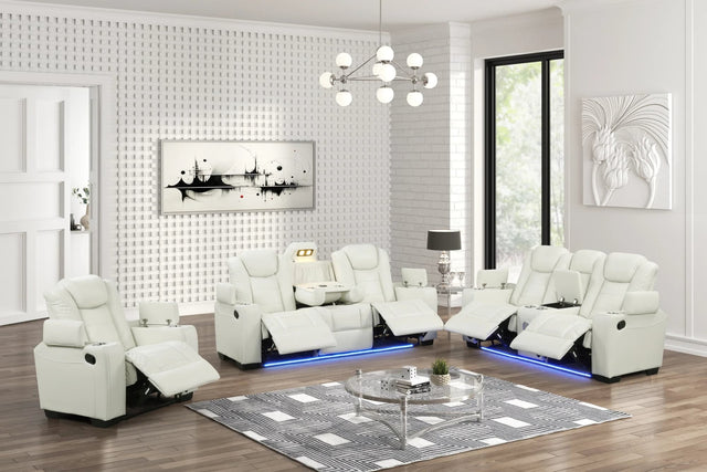 Stefano White 3-Piece Reclining Set front angle view