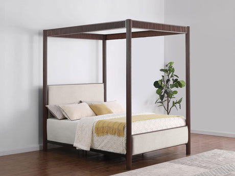 Zimmerlee rust brown metal Eastern King canopy bed front view
