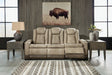 Next-Gen Durapella Sand Faux Leather Power Reclining Sofa front angle