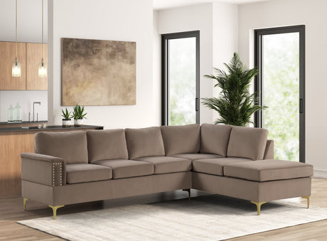 Vogue Latte Velvet Sectional sofa main front view