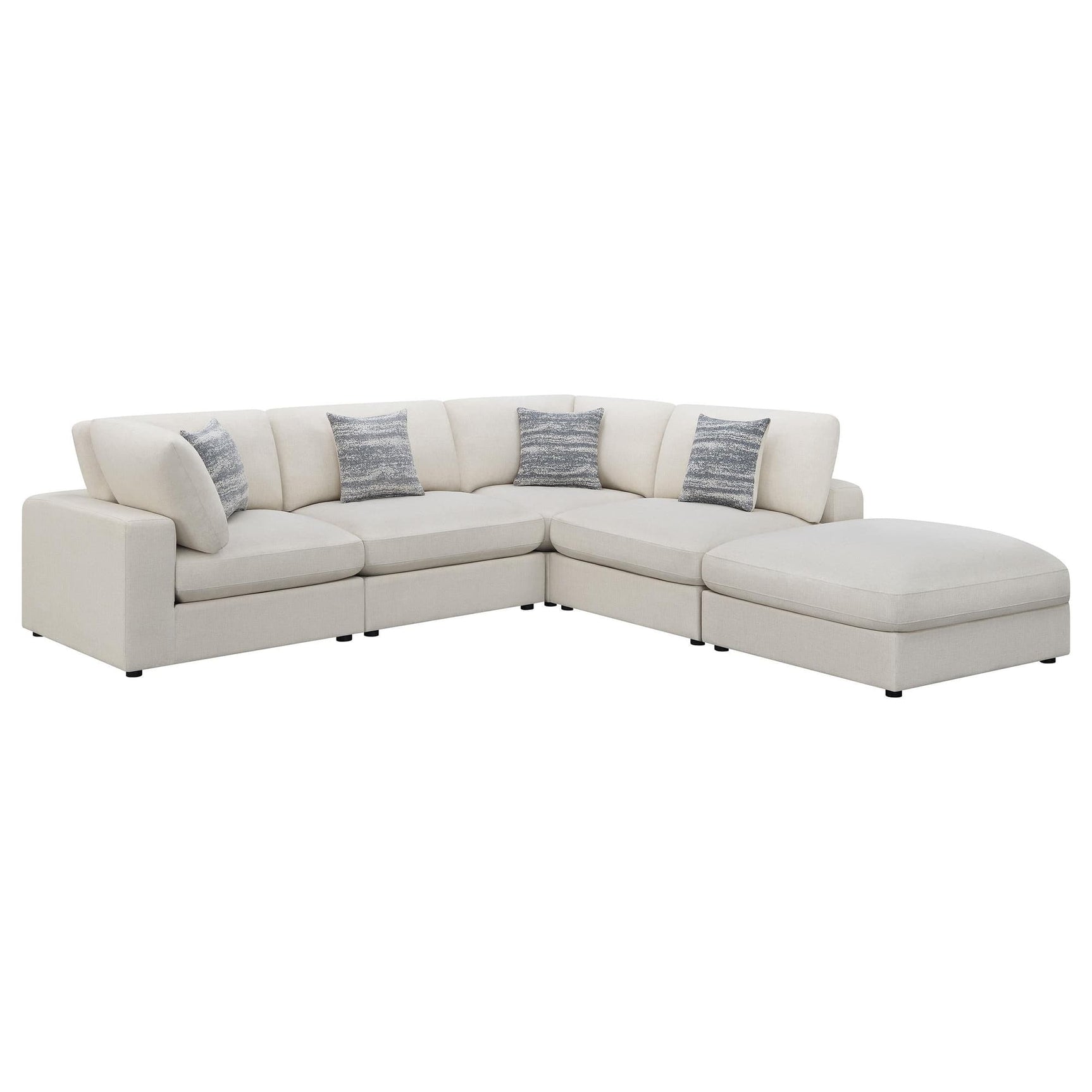 Serene 5-piece modular upholstered sectional sofa in beige main view