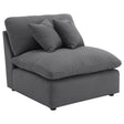 Hobson charcoal upholstered armless chair front angle