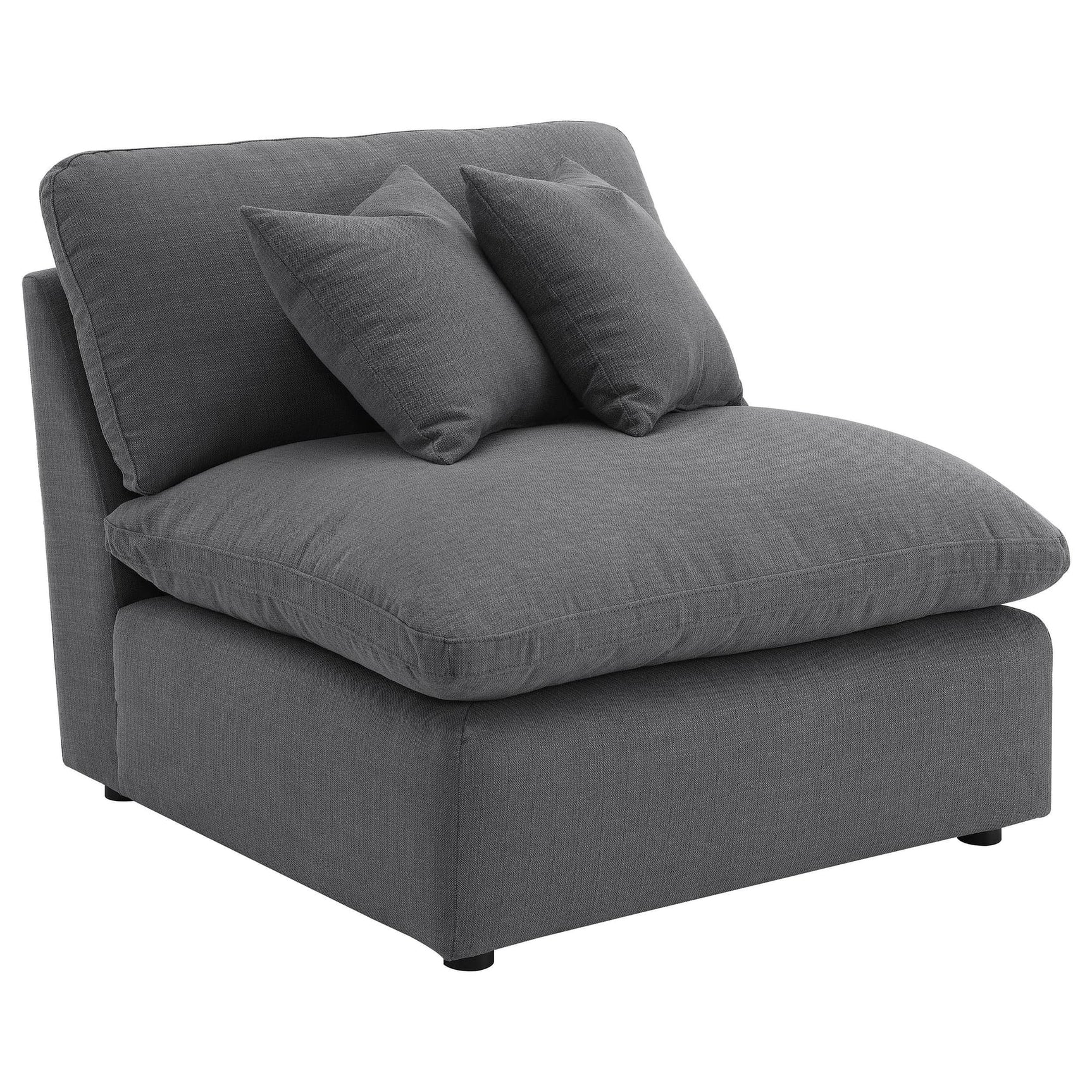 Hobson charcoal upholstered armless chair front angle
