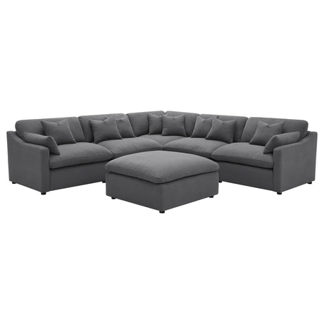 Hobson 6-piece charcoal upholstered modular sectional sofa main view