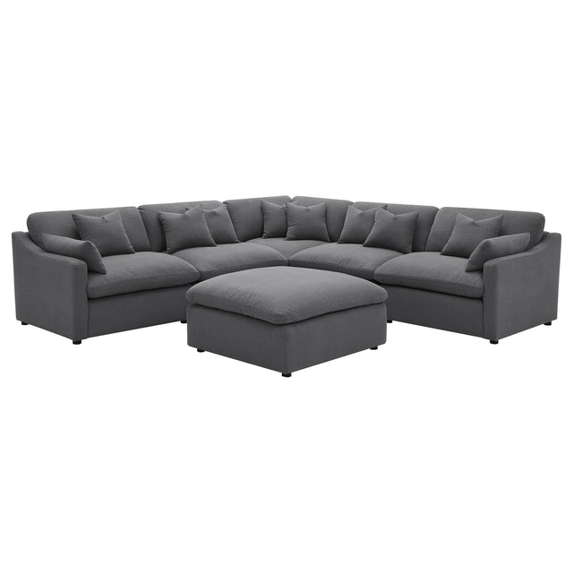 Hobson 6-piece charcoal upholstered modular sectional sofa main view