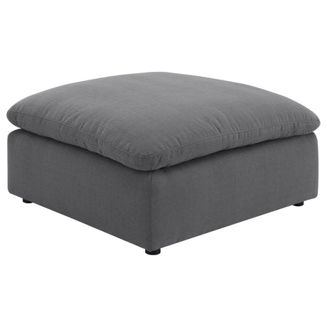 Hobson Square Upholstered Ottoman charcoal front view