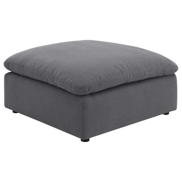Hobson Square Upholstered Ottoman charcoal front view