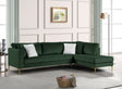 Catalina Green Velvet Sectional Sofa front view
