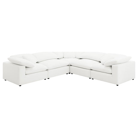 Raleigh 5-piece ivory boucle upholstered modular sectional sofa main view