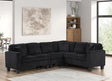 Logan Onyx sectional sofa in black corduroy, angled front view