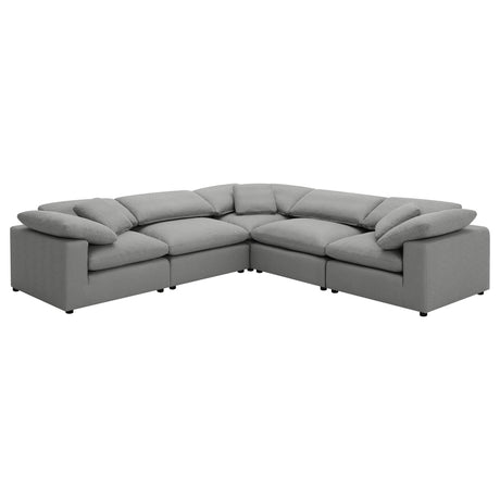 Raleigh 5-piece grey boucle upholstered modular sectional sofa main view