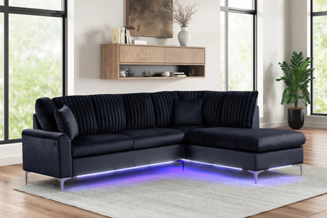 Candy Black LED Sectional Sofa main front view