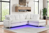 Front angle of Candy Beige Sectional Sofa with LED lighting