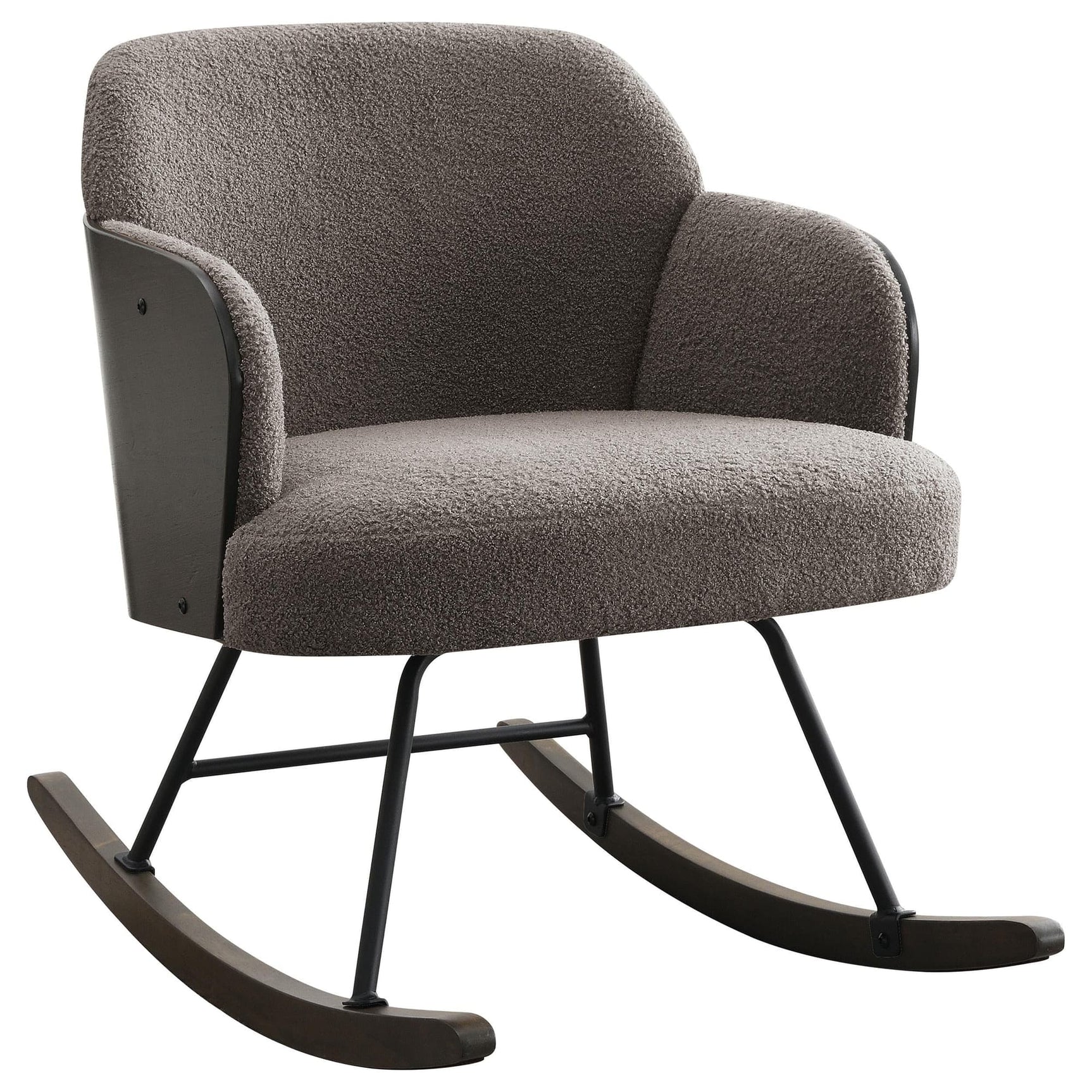 Paige Boucle Upholstered Mid-Back Rocking Chair Taupe, front view