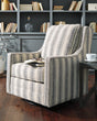 Kambria Ivory and Black Swivel Glider Accent Chair front angle