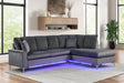 Main view of Candy Charcoal Sectional Sofa with LED Lighting