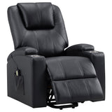 Armstrong black leatherette power lift massage recliner front view