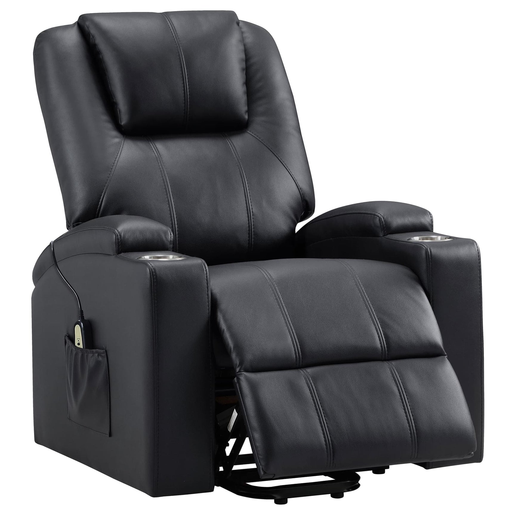 Armstrong black leatherette power lift massage recliner front view